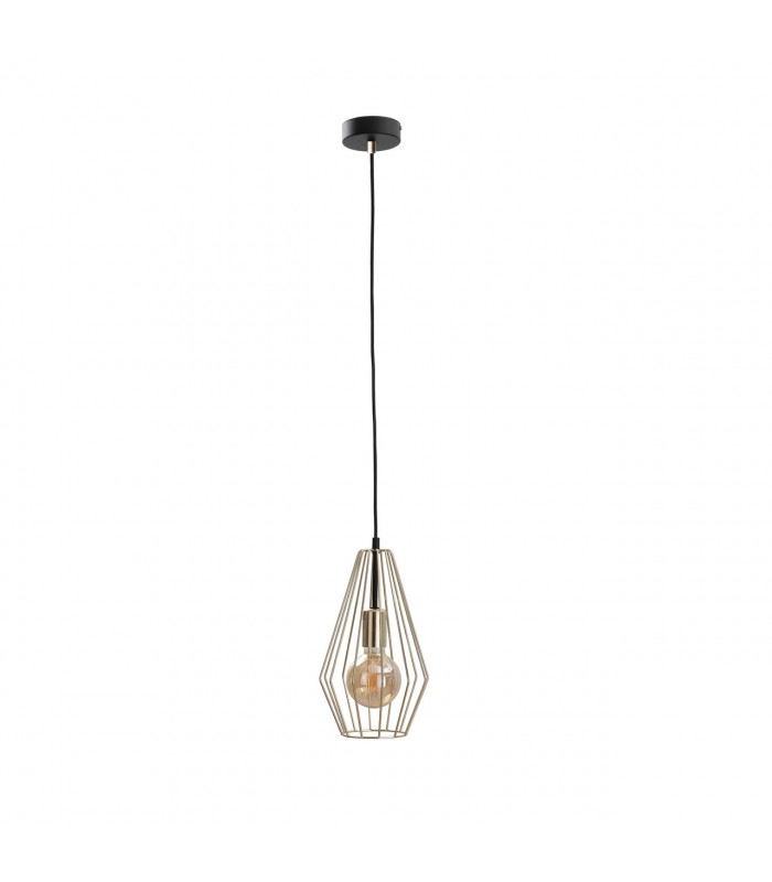 Geo Wire Frame Pendant Ceiling Light Gold, 19cm, 1x E27