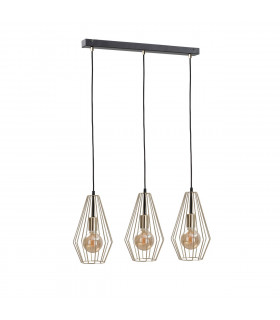 Geo Bar Pendant Ceiling Light Gold, 60cm, 3x E27