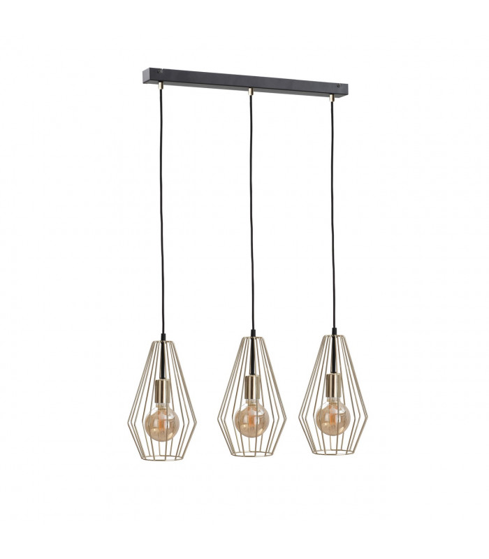 Geo Bar Pendant Ceiling Light Gold, 60cm, 3x E27