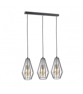 Lex Bar Pendant Ceiling Light Gold, 60cm, 3x E27