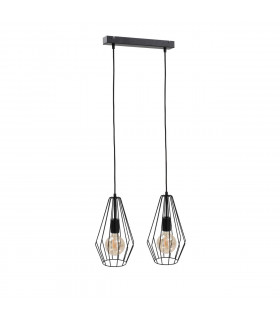 Lex Bar Pendant Ceiling Light Black, 50cm, 2x E27