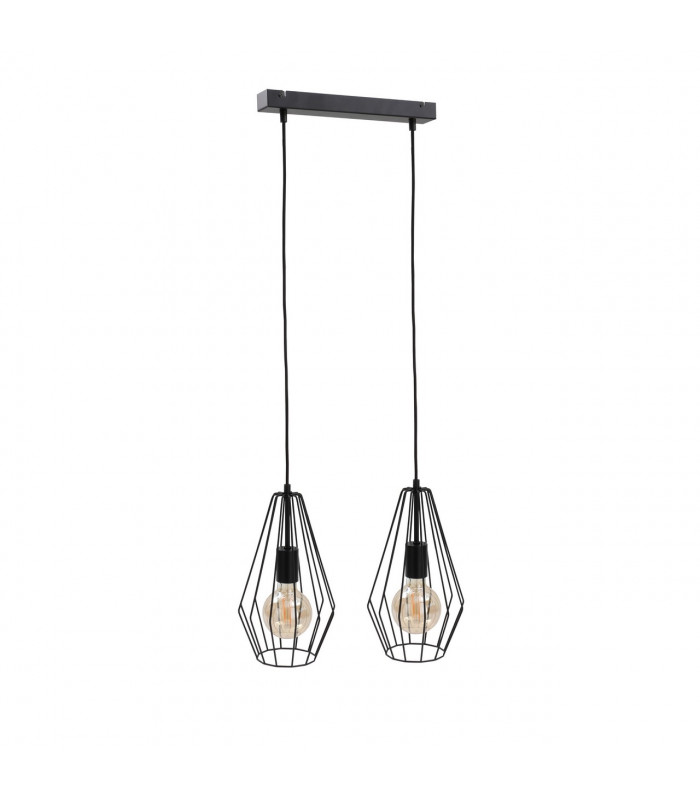 Lex Bar Pendant Ceiling Light Black, 50cm, 2x E27