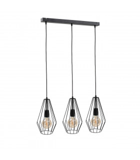 Lex Bar Pendant Ceiling Light Black, 60cm, 3x E27