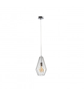 Lex Wire Frame Pendant Ceiling Light Silver, 19cm, 1x E27