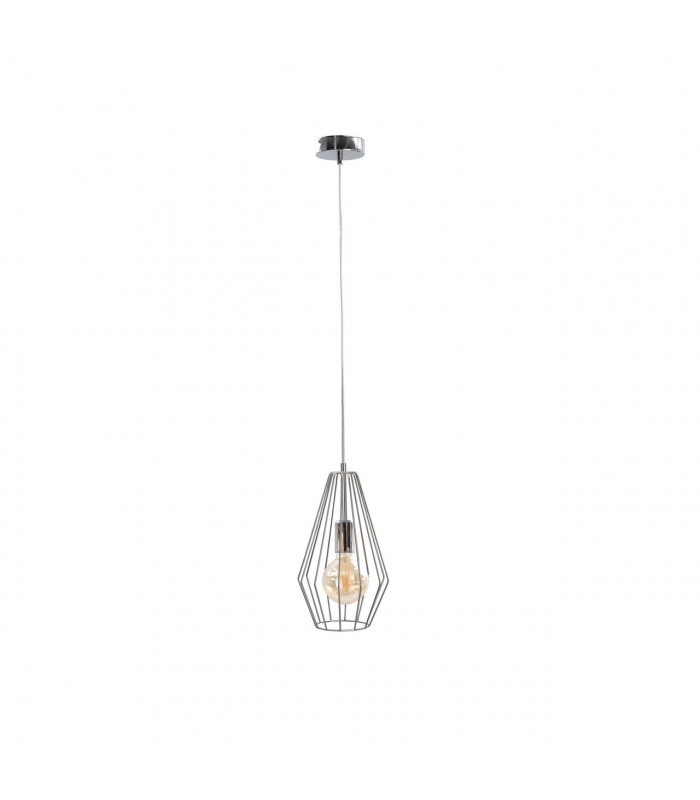 Lex Wire Frame Pendant Ceiling Light Silver, 19cm, 1x E27