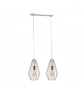 Lex Bar Pendant Ceiling Light Silver, 50cm, 2x E27