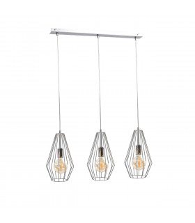 Lex Bar Pendant Ceiling Light Silver, 60cm, 3x E27