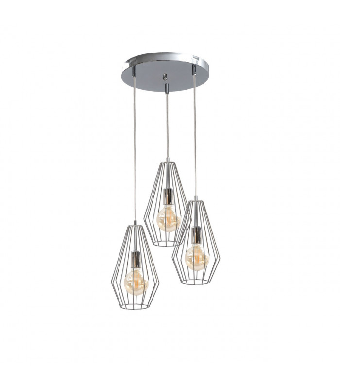 Lex Cluster Pendant Ceiling Light Silver, 32cm, 3x E27