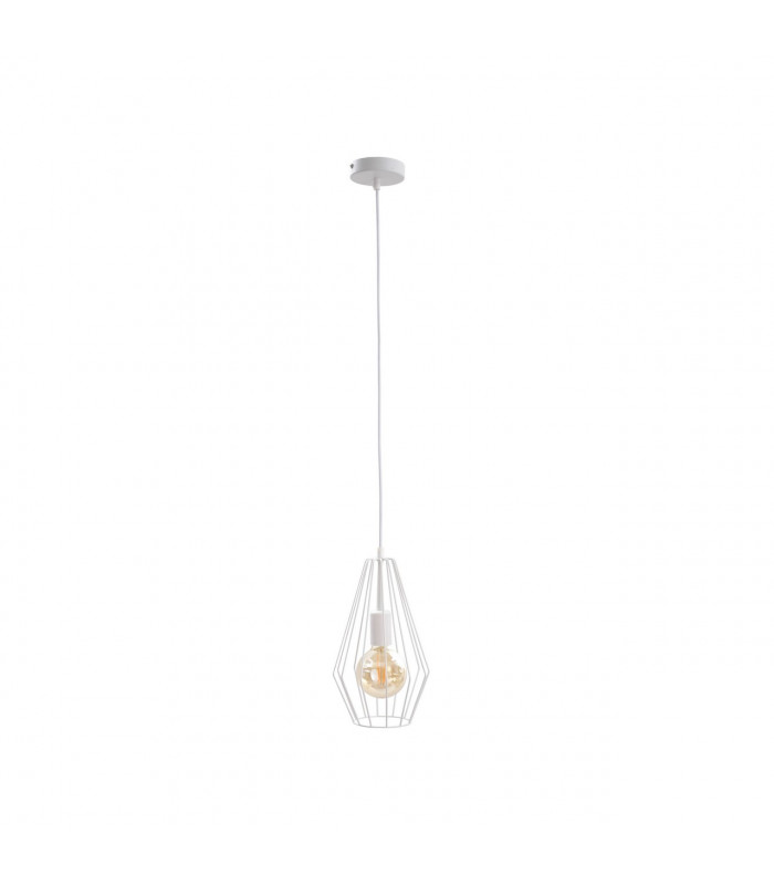 Lex Wire Frame Pendant Ceiling Light White, 19cm, 1x E27