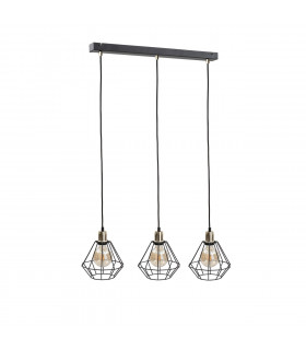 Foskal Bar Pendant Ceiling Light Gold, 60cm, 3x E27