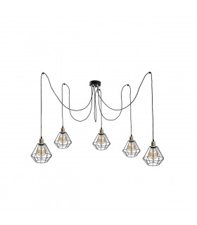 Foskal Cluster Pendant Ceiling Light Gold, 5x E27
