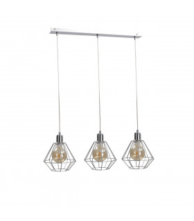 Foskal Bar Pendant Ceiling Light Silver, 60cm, 3x E27