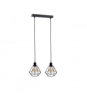 Foskal Bar Pendant Ceiling Light Black, 50cm, 2x E27