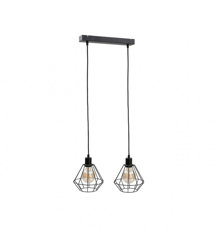 Foskal Bar Pendant Ceiling Light Black, 50cm, 2x E27