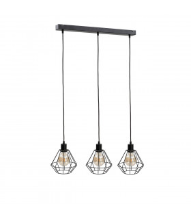 Foskal Bar Pendant Ceiling Light Black, 60cm, 3x E27