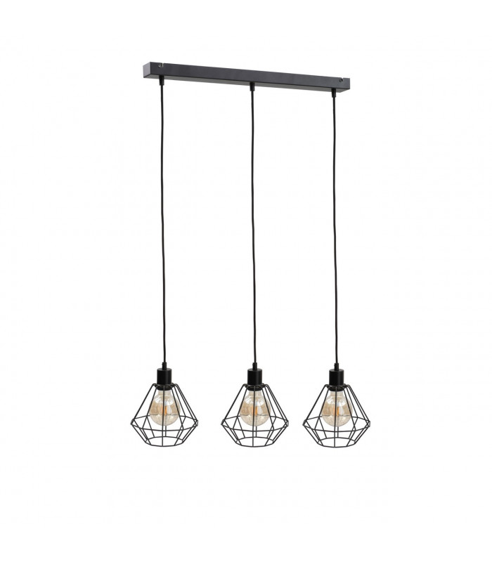 Foskal Bar Pendant Ceiling Light Black, 60cm, 3x E27