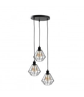 Foskal Cluster Pendant Ceiling Light Black, 32cm, 3x E27