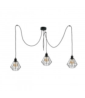 Foskal Cluster Pendant Ceiling Light Black, 3x E27