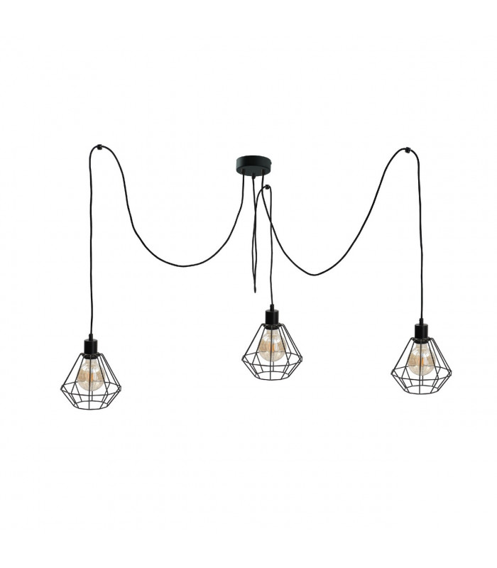 Foskal Cluster Pendant Ceiling Light Black, 3x E27