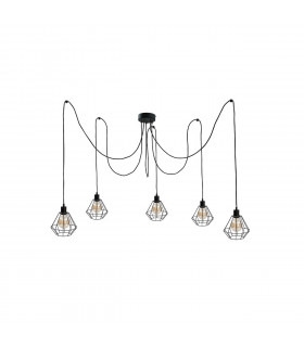 Foskal Cluster Pendant Ceiling Light Black, 5x E27
