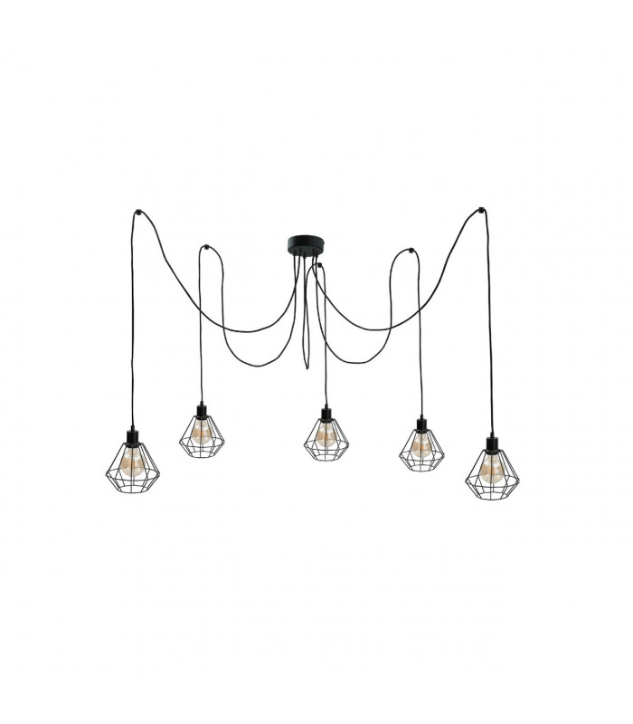 Foskal Cluster Pendant Ceiling Light Black, 5x E27