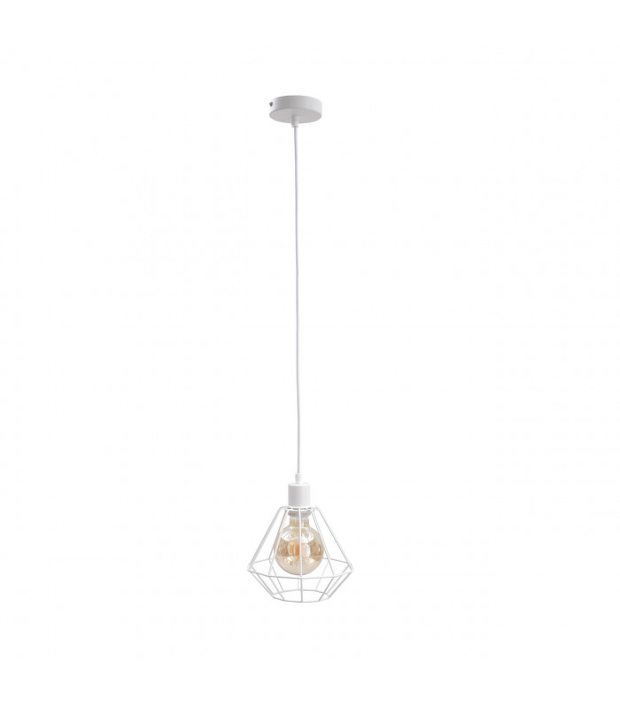 Foskal Wire Frame Pendant Ceiling Light White, 20cm, 1x E27