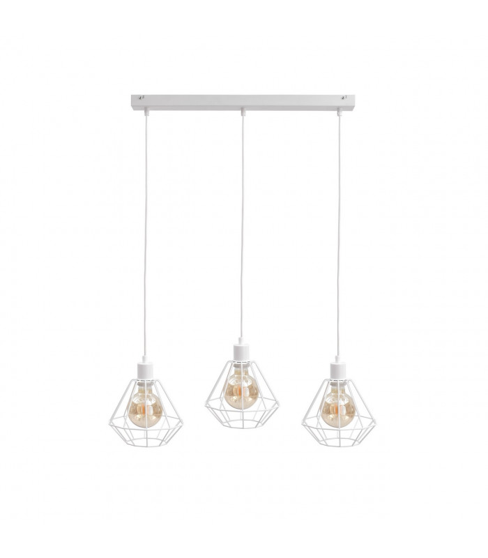 Foskal Bar Pendant Ceiling Light White, 60cm, 3x E27