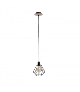 Atwood Wire Frame Pendant Ceiling Light Black, Wood, 20cm, 1x E27