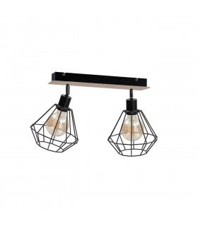 Atwood Twin Ceiling Spotlight Black, Wood, 53cm, 2x E27