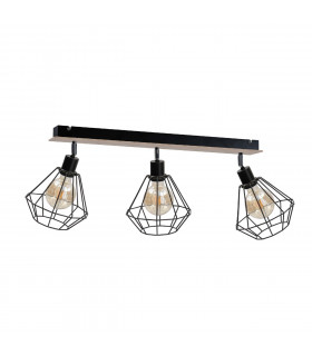 Atwood Ceiling Spotlight Bar Black, Wood, 63cm, 3x E27