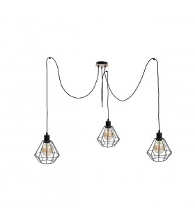 Atwood Cluster Pendant Ceiling Light Black, Wood, 3x E27