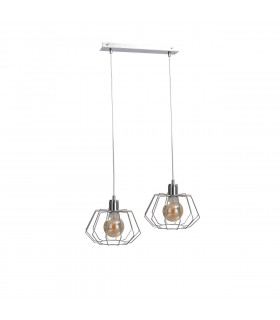 Luna Bar Pendant Ceiling Light Silver, 53cm, 2x E27
