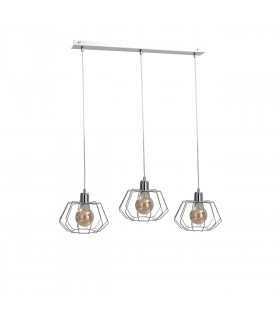 Luna Bar Pendant Ceiling Light Silver, 63cm, 3x E27