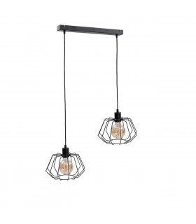 Luna Bar Pendant Ceiling Light Black, 53cm, 2x E27