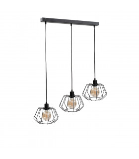 Luna Bar Pendant Ceiling Light Black, 63cm, 3x E27