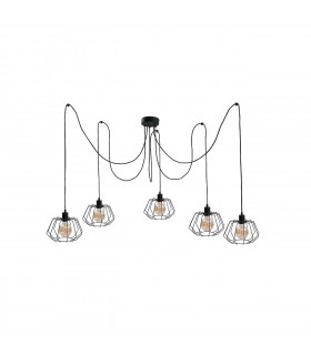 Luna Cluster Pendant Ceiling Light Black, 5x E27