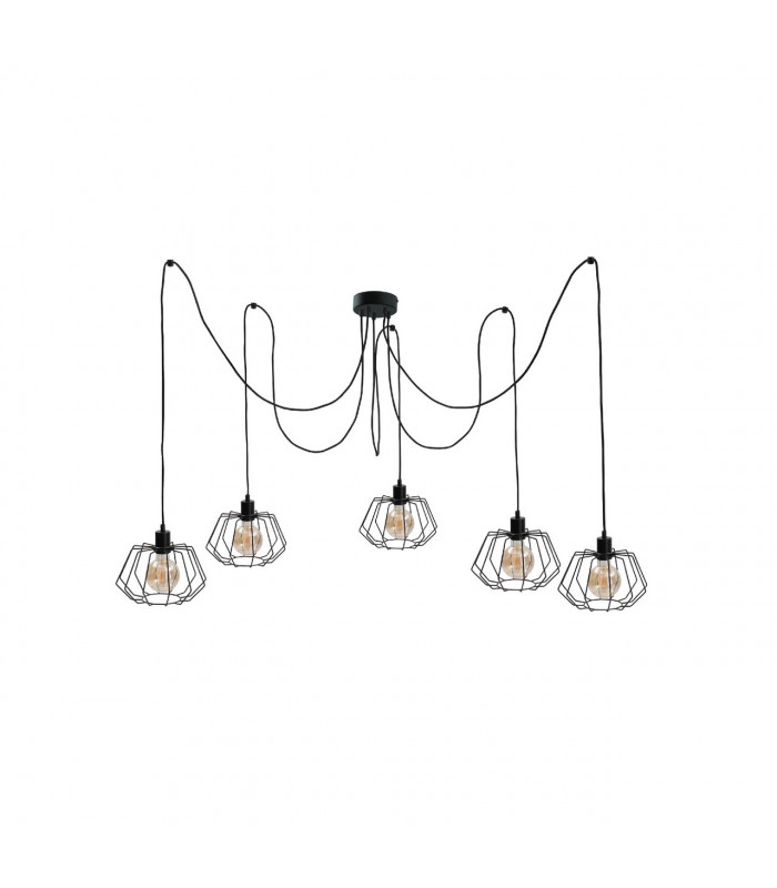 Luna Cluster Pendant Ceiling Light Black, 5x E27
