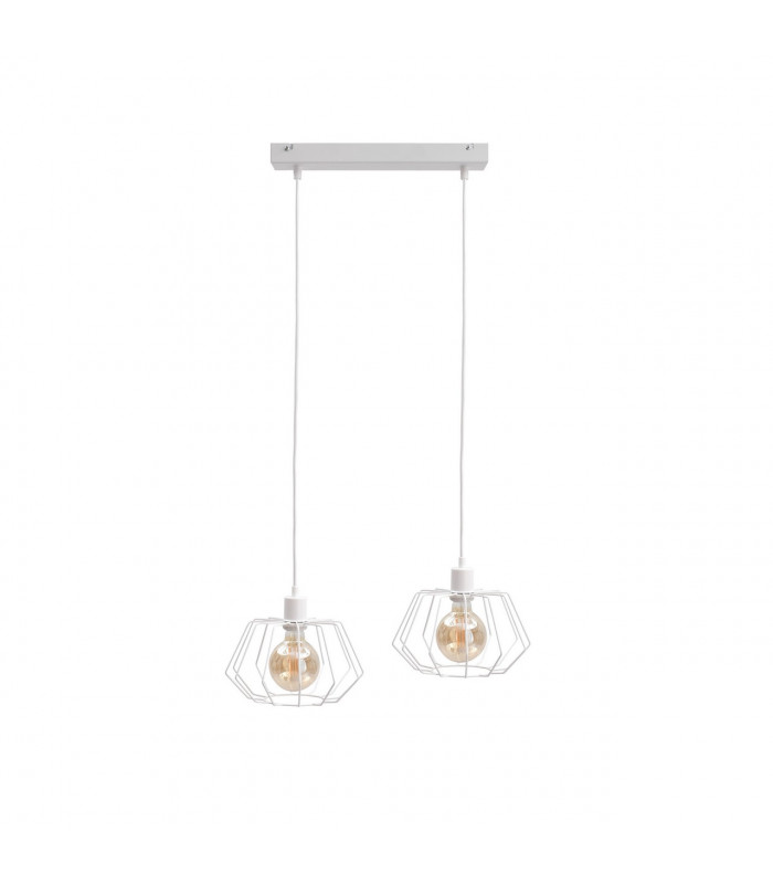 Luna Bar Pendant Ceiling Light White, 53cm, 2x E27
