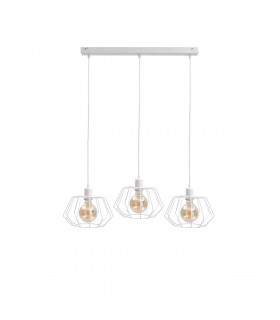 Luna Bar Pendant Ceiling Light White, 63cm, 3x E27