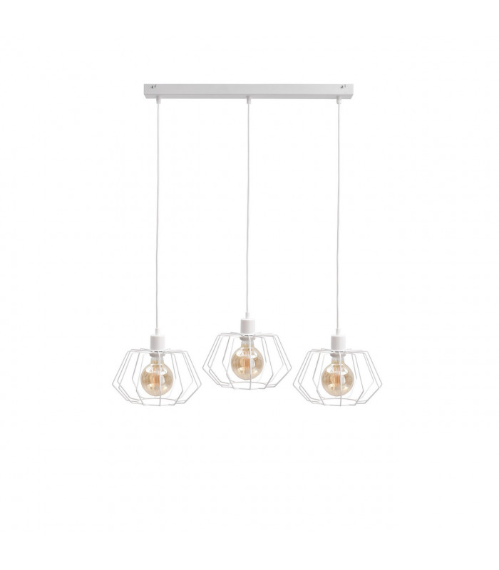 Luna Bar Pendant Ceiling Light White, 63cm, 3x E27