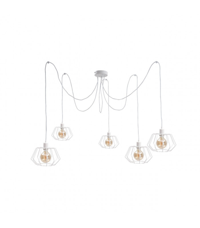 Luna Cluster Pendant Ceiling Light White, 5x E27