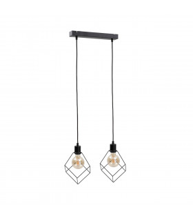 Ruben Bar Pendant Ceiling Light Black, 50cm, 2x E27