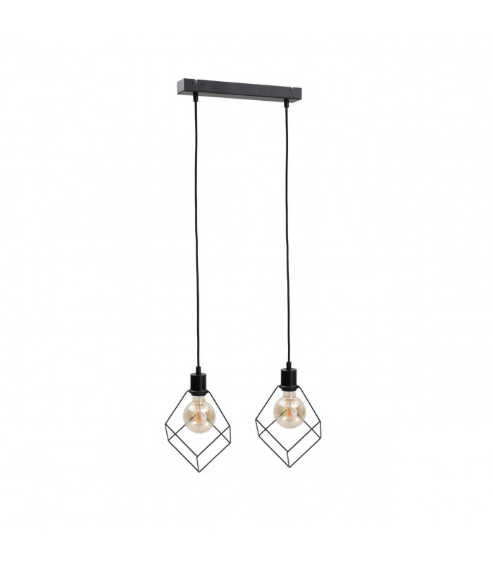 Ruben Bar Pendant Ceiling Light Black, 50cm, 2x E27