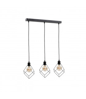 Ruben Bar Pendant Ceiling Light Black, 60cm, 3x E27