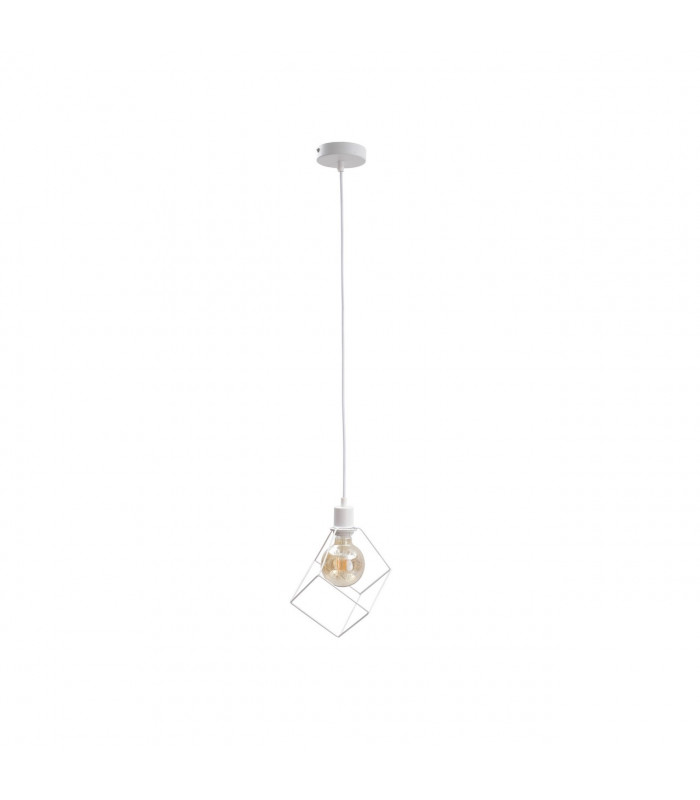 Ruben Wire Frame Pendant Ceiling Light White, 22cm, 1x E27