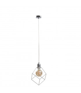 Ruben Wire Frame Pendant Ceiling Light Silver, 22cm, 1x E27