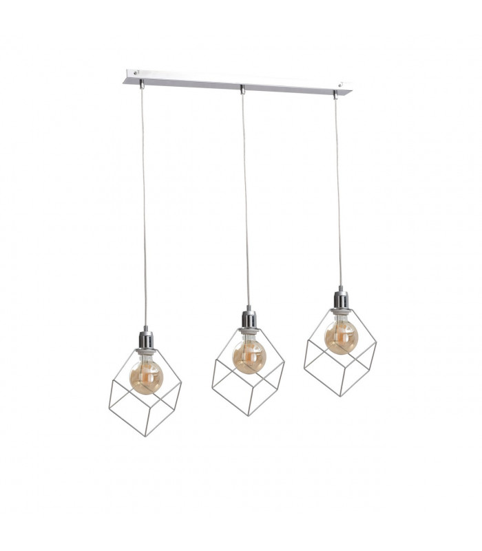 Ruben Bar Pendant Ceiling Light Silver, 60cm, 1x E27