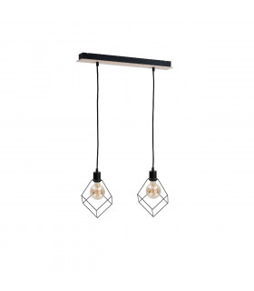 Ruben Bar Pendant Ceiling Light Wood, 55cm, 2x E27