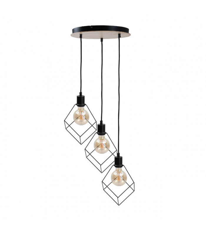 Ruben Cluster Pendant Ceiling Light Wood, 32cm, 3x E27