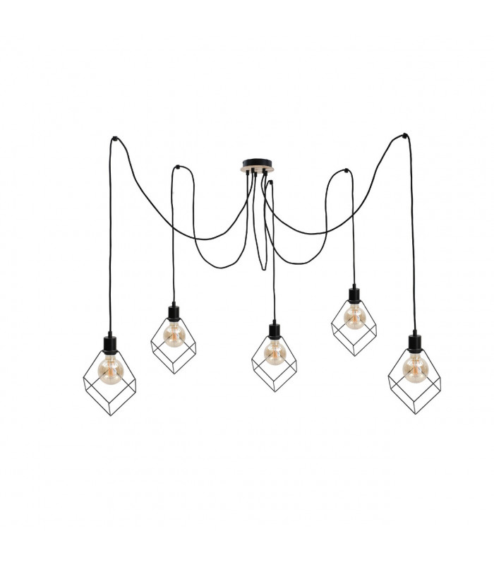 Ruben Cluster Pendant Ceiling Light Wood, 5x E27
